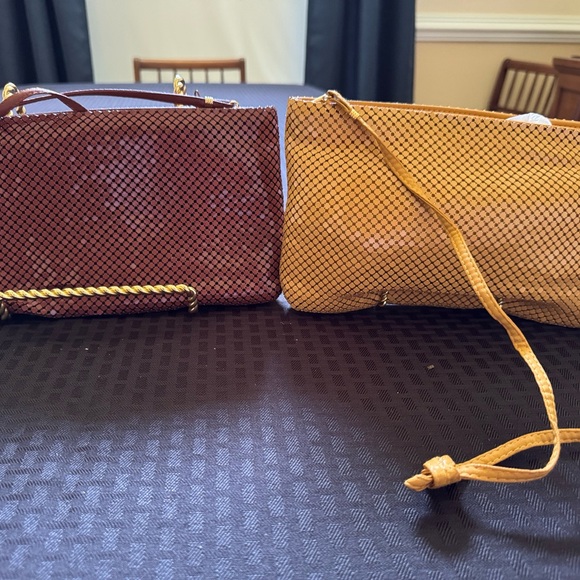 2 Soft sided White and Davis vintage mesh bags in brown and gold - Picture 1 of 5